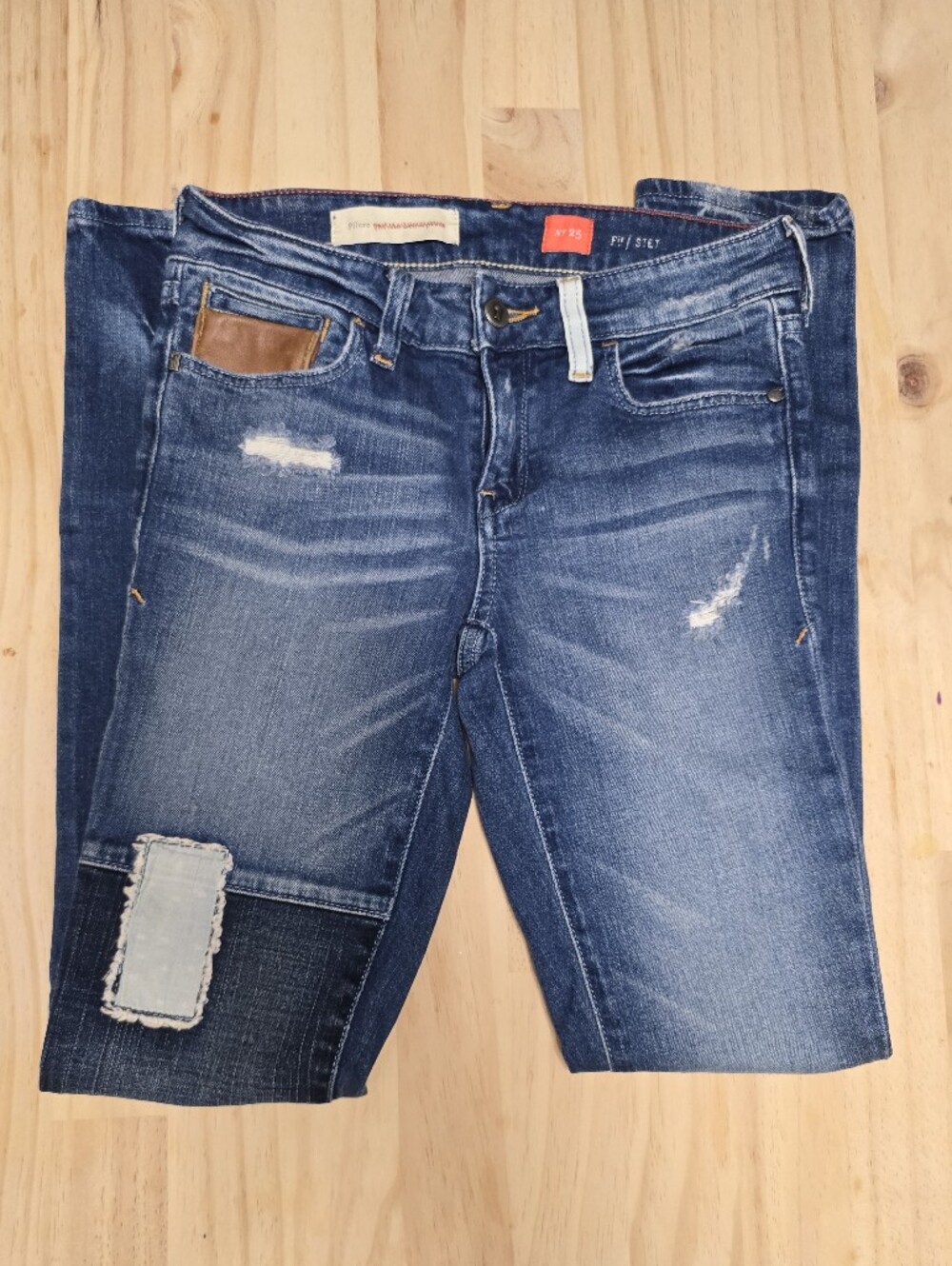 Anthropologie Pilcro Dark Blue Skinny Jeans with Subtle Distressing